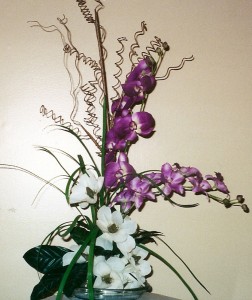 ORCHID, MAGNOLIA CENTERPIECE